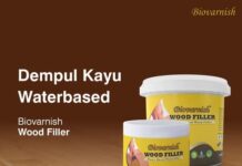 dempul kayu water based dari Biovarnish yang menutup kayu secara sempurna